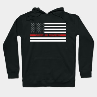 Support Our Firefighters Red Line US Flag Hoodie